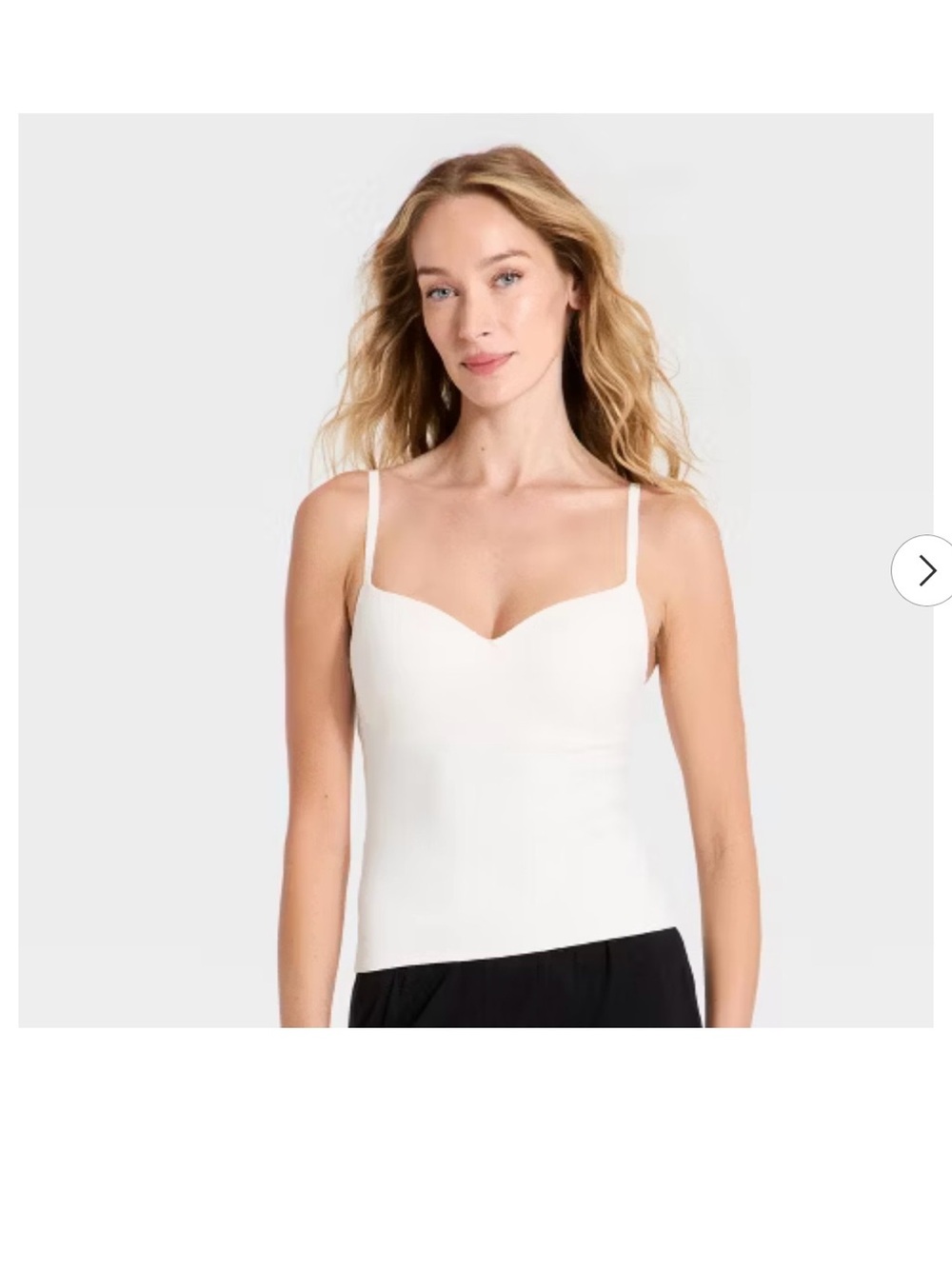 White Sweetheart Neckline Camisole push up built in bra Top